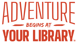 red text, adventure begins at your library