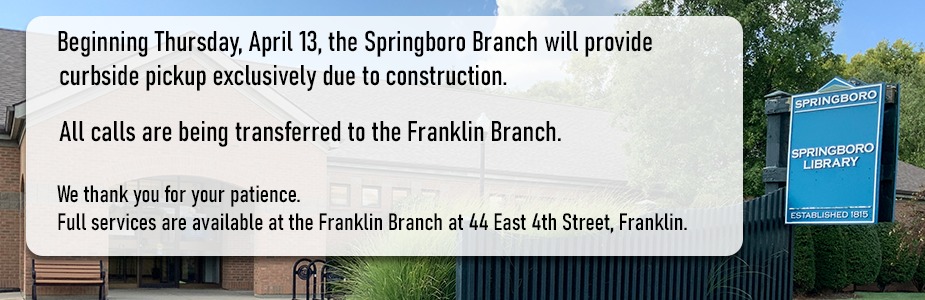 Sprinboro library with sign