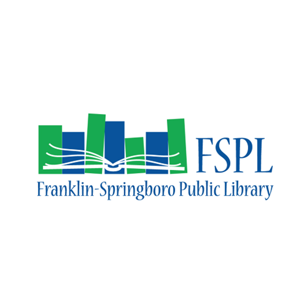 Green and blue book logo with "FSPL Franklin-Springboro Public Library" text.
