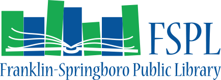 Logo of Franklin-Springboro Public Library with stylized books and text.