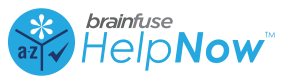 Brainfuse HelpNow logo with blue circular emblem and text on transparent background.