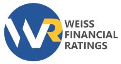 Circular blue, white, and yellow logo with "WEISS FINANCIAL RATINGS" text.