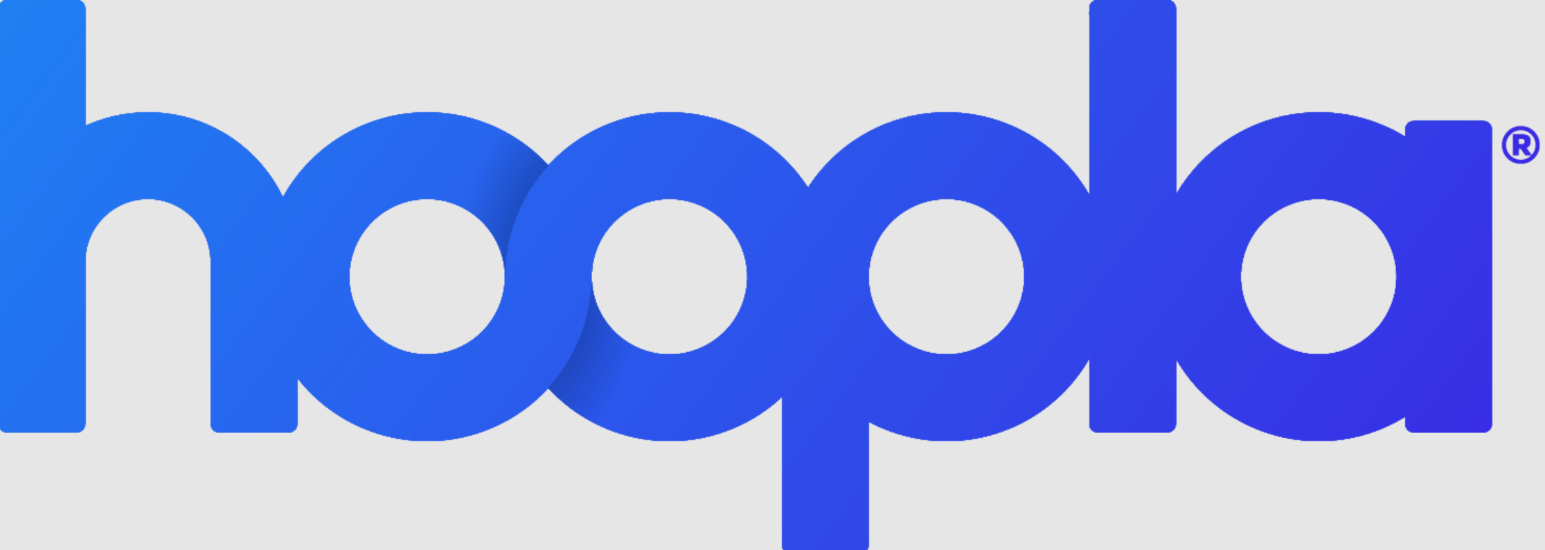 Blue "hoopla" logo.